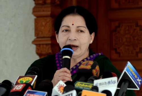 Tamil Nadu Chief Minister and AIADMK Supremo J Jayalalithaa addresses a press conference in Chennai on May 16, 2014. (Photo: IANS)