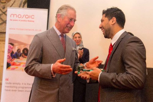 Prince Charles chats with finalist Abdin Ahmed