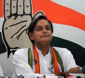 Union Minister of State for Human Resource Development and Congress leader Shashi Tharoor during a press conference in Kolkata on May 9, 2014. (Photo: IANS)