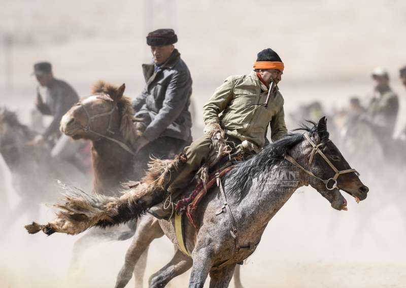 Chinese horsemen playing Buzkashi