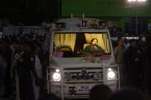 Tamil Nadu Chief Minister J Jayalalithaa during an election campaign in Chennai