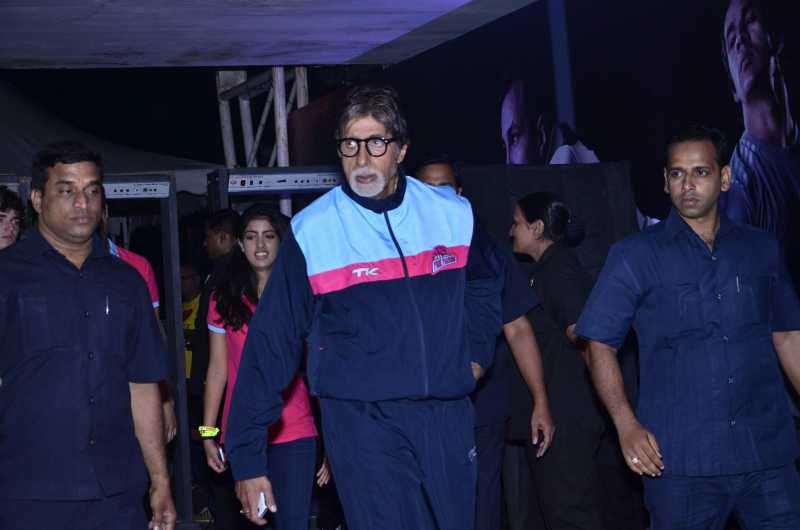 Amitabh Bachchan during the Pro-Kabaddi League between U Mumba vs Jaipur Pink Panthers in Mumbai on 27, July 2014. (Photo: IANS)