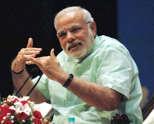 Prime Minister Narendra Modi interacts with school students across the nation during a Teachers' Day programme at Manekshaw Auditorium, in New Delhi on September 05, 2014. (Photo: IANS/PIB)