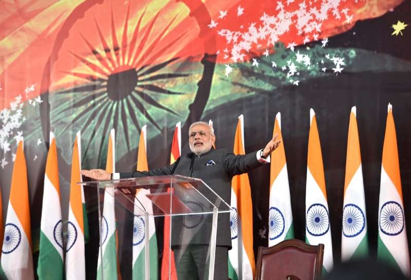 Prime Minister Narendra Modi addresses at the Indian Community Reception, in Shanghai, China