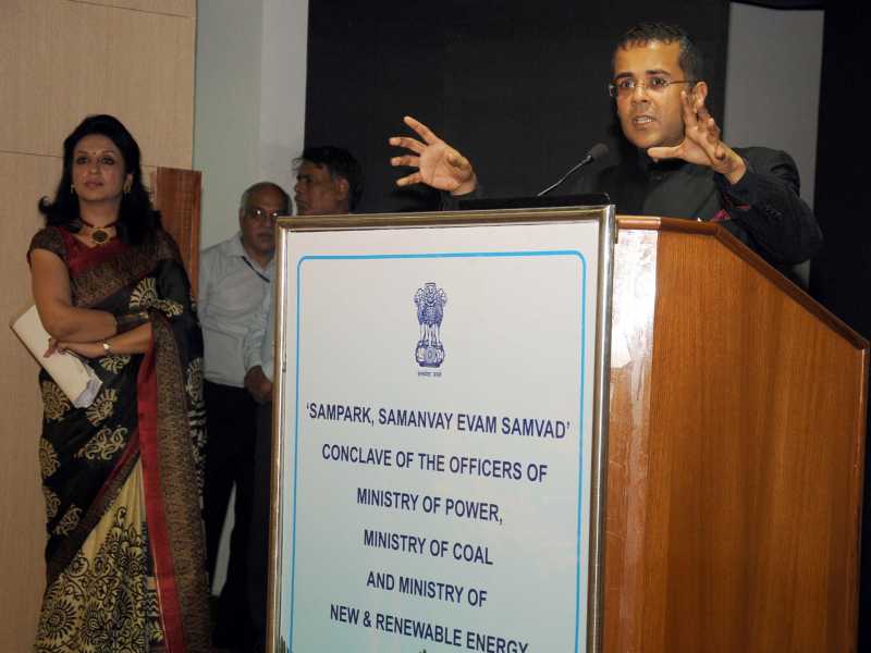 Author Chetan Bhagat speaks at ''Sampark'' conclave in New Delhi