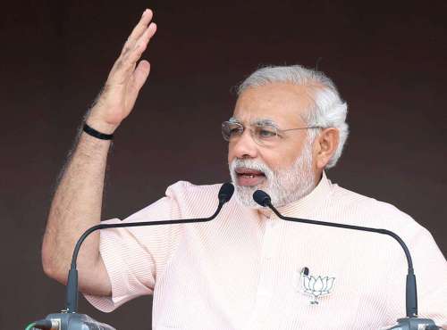 Prime Minister Narendra Modi addresses a BJP rally in Amravati district of Maharashtra