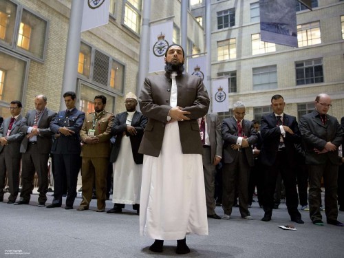 Imam Asim Hafiz, OBE, the Islamic advisor to the Armed Forces leads the Prayers in MOD