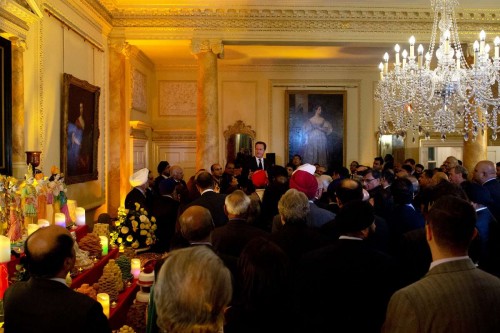 Prime Minister David Cameron addressing the gathering at No 10 to celebrate Diwali 