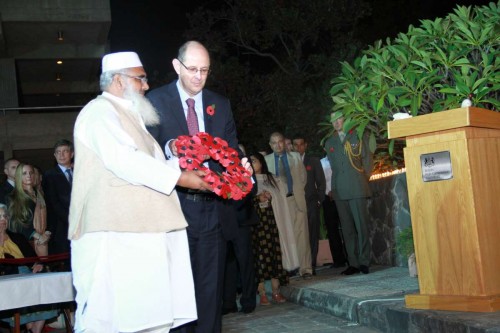 British High Commissioner Philip Barton with VC recipient Sepoy Khudadad Khan descendant, Abdul Ghafoor Chaudhary