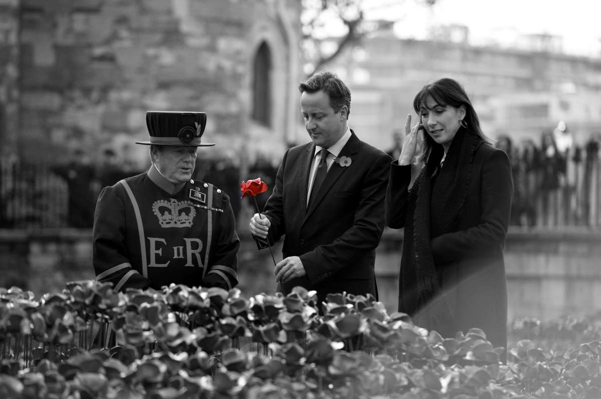 Prime Minister David Cameron and his Wife Sam visit the Poppy Commemorative display at the Tower of London.