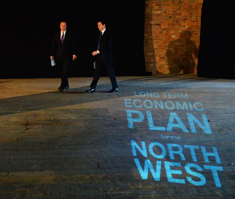 Prime Minister David Cameron with Chancellor George Osborne in Manchester
