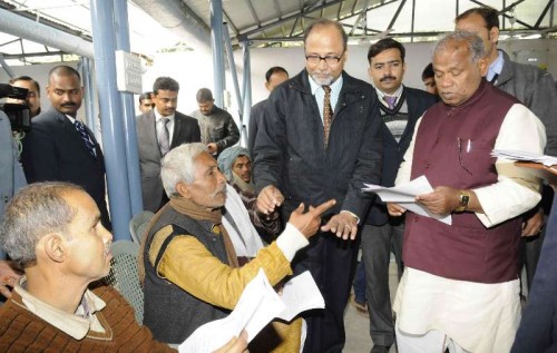  Bihar Chief Minister Jitan Ram Manjhi during Janta Darbar in Patna on Jan. 5, 2015. 