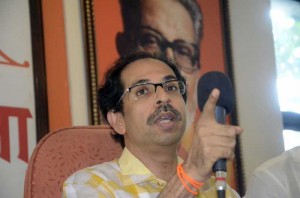 Shiv Sena chief Uddhav Thackeray addresses a press conference in Mumbai on July 14, 2014. (Photo: Sandeep Mahankal/IANS)