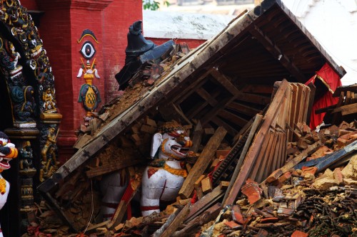  Ruins are seen after earthquake at Hanumandhoka Durbar Square in Kathmandu, Nepal, April 29, 2015. The 7.9-magnitude quake hit Nepal.