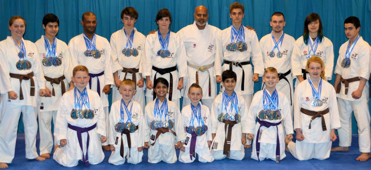 Pictured (back L-R): Christine Crosby, Saif Rana, Rick Ward, Tom Hughes, Katie Eccles, Sensei Irfan Ansari, Jack Jolliffe (capt), Jamie ellis, Natalie Dean, Asada Rana. (front L-R): Ethan Hulse, Richard reygan, Iqra Ishtiaq, Mark Craven, Maayir Khan, Kai Sweeting, Elizabeth Wright 