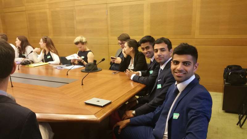 Pranav Bhanot and Ameet Jogia at a parliamentary meeting