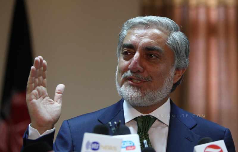 Afghan presidential candidate Abdullah Abdullah speaks during a press conference in Kabul, Afghanistan, June 18, 2014. Afghan leading presidential candidate Abdullah Abdullah on Wednesday accused the election commission of involvement in fraud and demanded its suspension. 