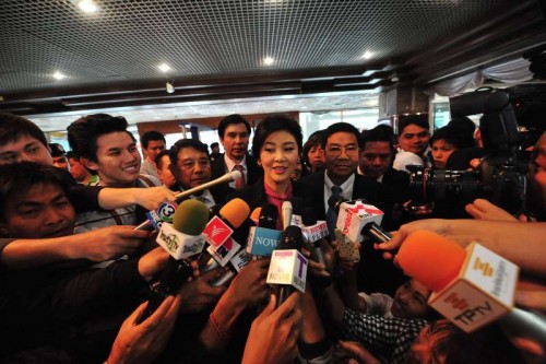  Former Thai Prime Minister Yingluck Shinawatra  arrives at parliament in Bangkok, Thailand, Jan. 9, 2015. The impeachment case against former Thai Prime Minister Yingluck Shinawatra, in which the former premier has been accused of dereliction of duty in overseeing a controversial rice-pledging scheme, is set to open on Friday and Yingluck is expected to appear before the National Legislative Assembly to deliver a defense statement. 