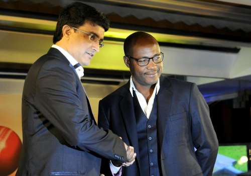 Former Indian cricketer Sourav Ganguly with Former West Indian cricketer Brian Lara 