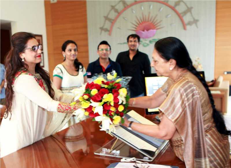 Actress Rani Mukherjee during a meeting with Gujarat Chief Minister Anandiben Patel in Gandhinagar. 