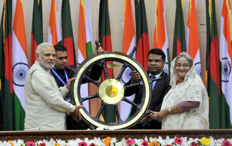 Main steering wheel of INS Vikrant handed over by the Prime Minister Narendra Modi to the Bangladesh Prime Minister Sheikh Hasina, in Dhaka, Bangladesh 