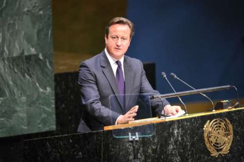  British Prime Minister David Cameron speaks during the general debate of the 69th session of the United Nations General Assembly, at the UN headquarters in New York