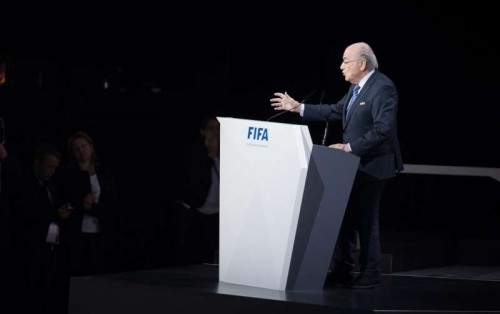 FIFA President Sepp Blatter delivers a speech before the election process at the 65th FIFA Congress in Zurich, Switzerland, May 29, 2015.