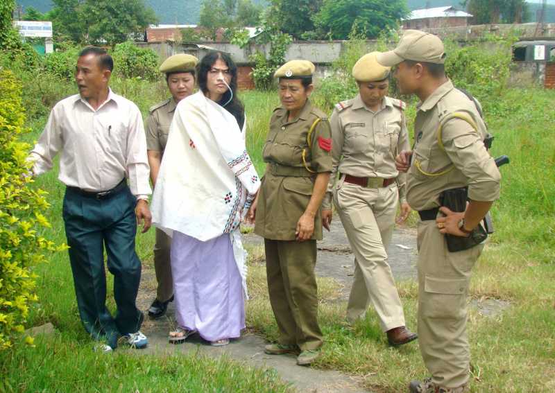 Irom Chanu Sharmila condemned the act of threatening scribes and the distributors and called it as a vested interest of pseudo-revolutionaries while talking the media as she came out of the Court where she was produced in Imphal 