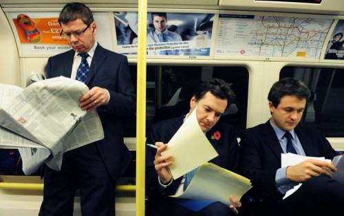 Chancellor George Osborne busy at London Tube