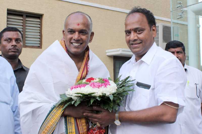 Singapore's Foreign and Law Minister K Shanmugam during his visit to Lord Venkateswara Temple at Tirumala 