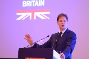 Deputy Prime Minister of United Kingdom Nick Clegg addresses during the 'UK - INDIA : Business is Great' conference in New Delhi 