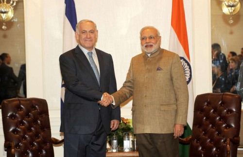 Prime Minister Narendra Modi during a meeting with Prime Minister of Israel, Benjamin Netanyahu in New York, United States of America on Sept. 28, 2014. FILE PHOTO