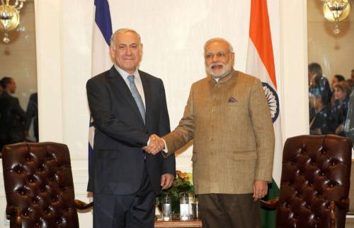 Prime Minister Narendra Modi during a meeting with Prime Minister of Israel, Benjamin Netanyahu in New York, United States of America 