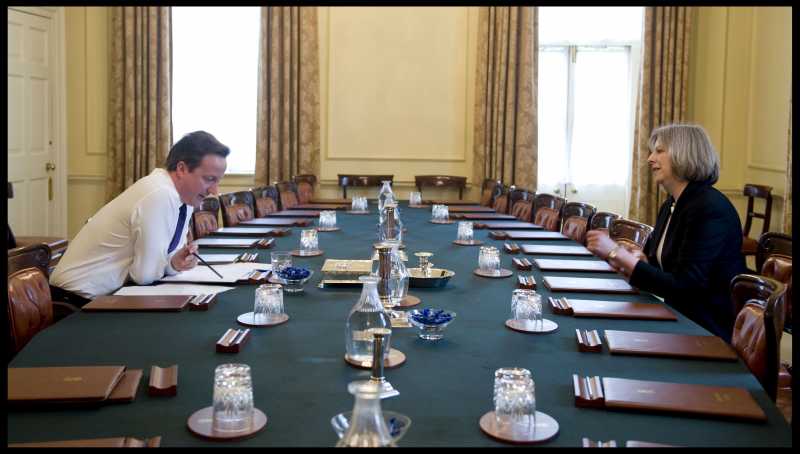 Prime Minister David Cameron with Home Office Minister Theresa May