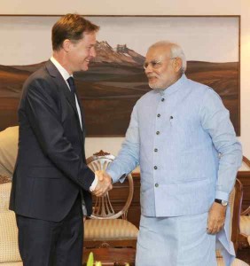 The UK Deputy Prime Minister, Mr. Nick Clegg calls on the Prime Minister, Shri Narendra Modi, in New Delhi on August 25, 2014.