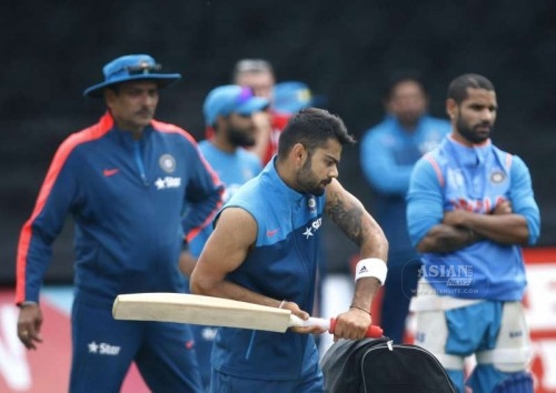 Indian cricketer Virat Kohli during a practice session ahead of an ICC World Cup - 2015 