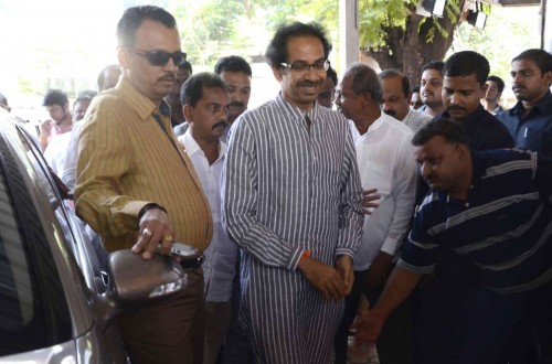  Shiv Sena chief Uddhav Thackeray arrives at Shiv Sena Bhawan