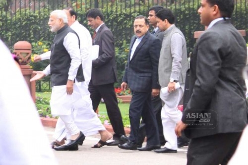 Prime Minister Narendra Modi leaves after after attending the BJP parliamentary party meeting in New Delhi, on March 3, 2015. 