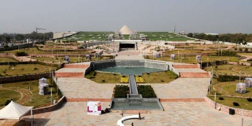 Mahatma Mandir, the venue of Pravasi Bhartiya Divas and Vibrant Gujarat-2015 in Gandhinagar on Jan. 3, 2015. 