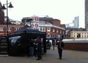 E-cigarette promotion near Victoria Station in London Phot - Ash