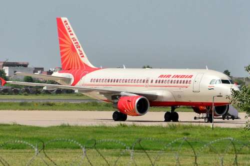 The Ahmedabad bound Air India aeroplane, which had to make an emergency landing in Jaipur on Aug 22, 2014. The flight had left Delhi with 144 passenger. (Photo: Ravi Shankar Vyas/IANS)