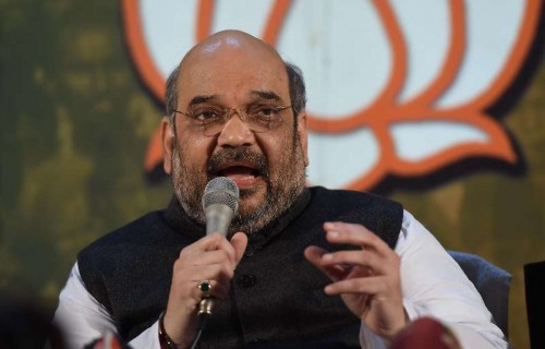  BJP chief Amit Shah addresses a press conference in Chennai, on Dec 21, 2014. 