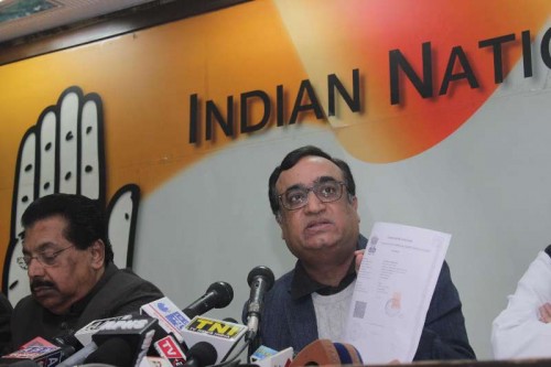 Congress leader Ajay Maken during a press conference at Congress party office in New Delhi on Jan. 17, 2014.