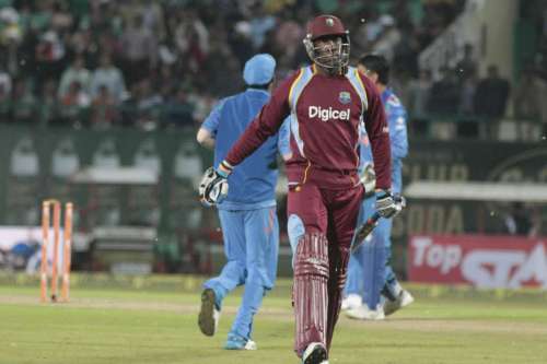 West Indian players Andre Russell walks back to the pavilion after getting dismissed during the fourth ODI match between India and West Indies at Himachal Pradesh Cricket Association Stadium, Dharmasala .