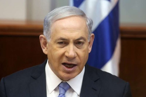  Israeli Prime Minister Benjamin Netanyahu addresses the weekly cabinet meeting in his office in Jerusalem.