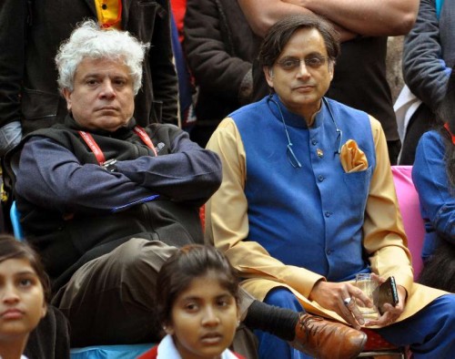 Congress MP from Thiruvananthapuram Shashi Tharoor and author Suhel Seth during the Jaipur Literature Festival in Jaipur, on Jan 23, 2015. 