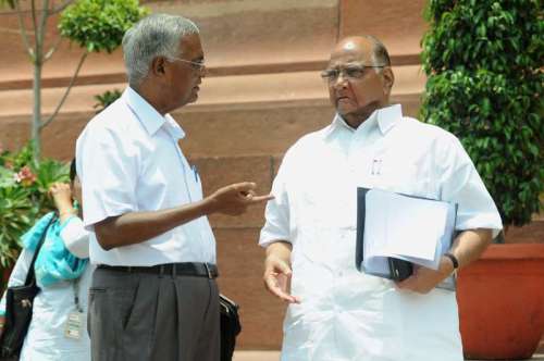 NCP chief Sharad Pawar at the Parliament premises in New Delhi on July 17, 2014. (Photo: IANS)