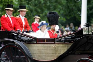  Britain's Queen Elizabeth II (L) and her husband Prince Philip attend Trooping the Colour in London on June 14, 2014. The ceremony of Trooping the Colour is to celebrate the Sovereign's official birthday.  (File)