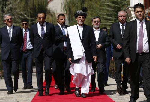 Afghan new President Ashraf Ghani Ahmadzai arrives for his inauguration ceremony at the presidential palace in Kabul