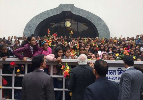  Prime Minister Narendra Modi interacts with people on the New Year's Day, in New Delhi on Jan 1, 2015. 